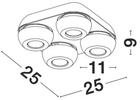 Plafoniera cu 4 spoturi LED directionabile Gon negru NVL-9105103