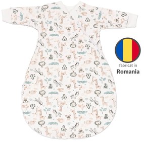 Sac de dormit cu maneci din bumbac flausat Kidizi Safari, 0-3 luni, 1 tog