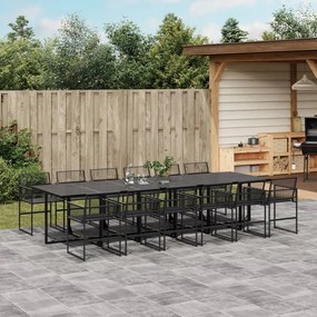 vidaXL Set mobilier de grădină, 13 piese, negru, poliratan