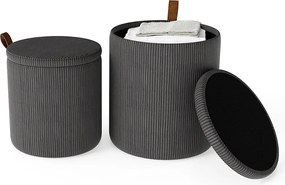 Set 2 pufuri cu spațiu de depozitare, gri