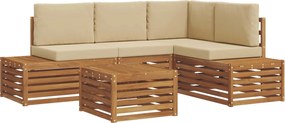 vidaXL Set de canapele de exterior cu pernă 5 Bucată Natural și Bej