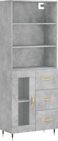 vidaXL Dulap înalt, gri beton, 69,5x34x180, lemn compozit