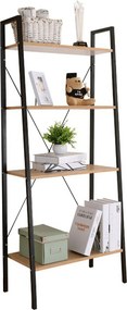 Etajera THEA, stejar/negru, DTD laminat/metal, 60x35x149 cm