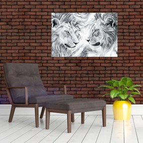 Tablou - Capete de lei desenate (90x60 cm)