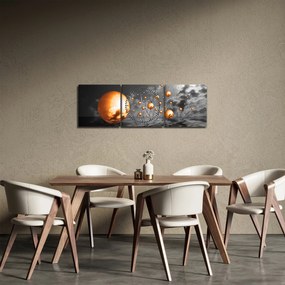 Tabloul bilelor portocalii abstarcte (cu ceas) (90x30 cm)