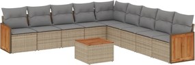 vidaXL Set canapele de grădină cu perne, 10 piese, bej, poliratan