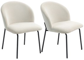 HOMCOM Set de 2 scaune de sufragerie din catifea canaletată, scaune de bucătărie cu picioare din oțel, 56x58x78cm, crem | Aosom Romania