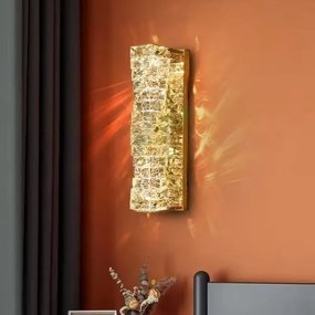 Aplică LED Auriu cu Cristale – 20W, 3 Tipuri de Lumină, Design Elegant, 46×12×16 cm
