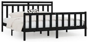 3107052 vidaXL Cadru de pat, negru, 200x200 cm, lemn masiv de pin