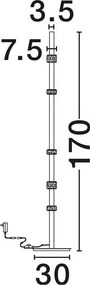 Lampadar tub subtire aluminiu gri inchis si alabastru LED MARLOW