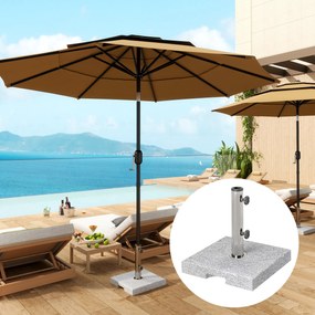 Outsunny Bază pentru Umbrelă din Granit 21 kg, Bază Pătrată pentru Umbrele de Exterior cu Mânere și 2 Butoane Reglabile, Ideală pentru Grădină, Patio, Marginea Piscinei, Gri | Aosom Romania