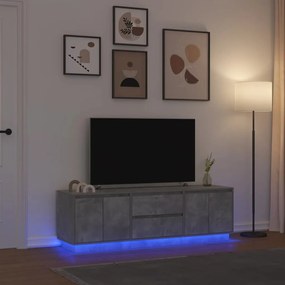 vidaXL Dulap TV cu lumini LED Gri beton 160,5x41x50 cm