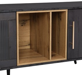 Mobilier TV cu textură gri, 3 uși și spațiu deschis, Gri | Aosom Romania