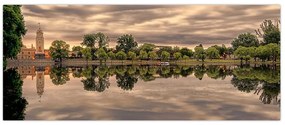 Tablou cu lac și copaci (120x50 cm)