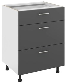 Corp Baza Karo, 3 Sertare, Antracit/Alb, 60 x 50 x 80 cm