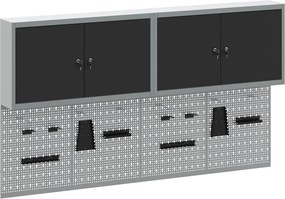 vidaXL Set dulap de unelte 6 pcs Negru Oțel vopsit electrostatic