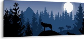 Tablou - Haita de lupi sub lună plină (120x50 cm)
