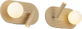 Set de 2 aplice de perete retro Taupe cu LED reglabil în 3 trepte și USB-C - Lila