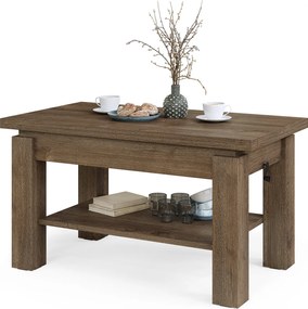 Mazzoni BRAWO Stejar Maro - MĂSUȚĂ DE CAFEA CU BLAT EXTENSIBIL ȘI RIDICABIL MASĂ CU RAFT