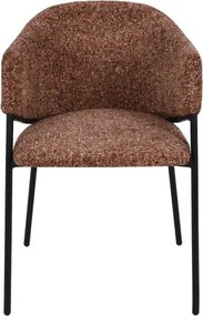 Set de 2 scaune aspect retro, Metal Negru, Chenille Maro, NOBLESSE A-47579 VC