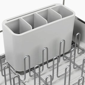 Uscator de vase Joseph Joseph Extend Steel Plus 6500041, Pana la 16 piese, Extensibil, Sine pentru pahare, Scurgere, Demontabil, Otel inoxidabil, Alb