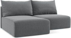 Colțar gri extensibil/cu spațiu de depozitare cu tapițerie din catifea (cu colț pe partea stângă/cu șezlong) Kalena – Makamii