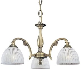 Candelabru cu 3 brate clasic design italian din alama, sticla 5650 RA-L. 5650/3