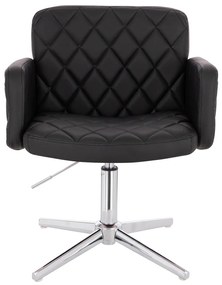 HC802CROSS Scaun Neagră din Piele Ecologica cu Bază Cromata