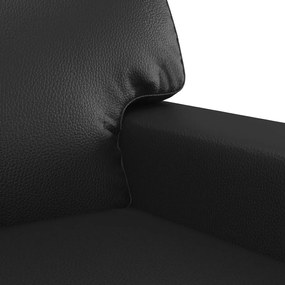 Canapea cu 3 locuri, negru, 180 cm, piele ecologica Negru, 214 x 77 x 80 cm