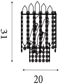 Aplica de perete metal auriu, cristale din sticla Spear