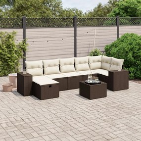 vidaXL Set canapele de grădină cu perne, 8 piese, maro, poliratan