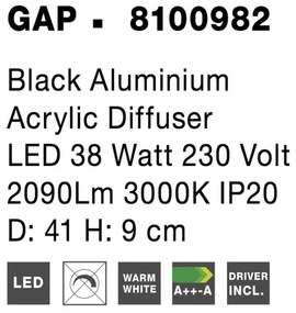 Plafoniera din aluminiu si acril neagra Gap