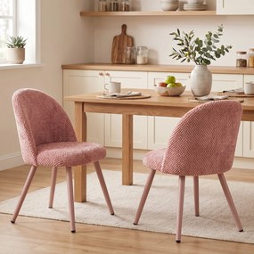 HOMCOM Set de 2 Scaune de Pranzo Moderne și Capitonate, Roz | Aosom Romania