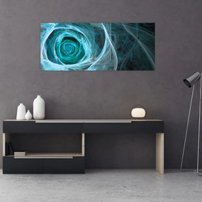 Tablou - Abstract trandafir albastru cu fundal negru (120x50 cm)