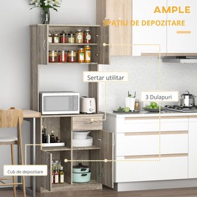 HOMCOM Bufet Modern pentru Bucătărie, Dulapuri și Sertare, Rafturi Reglabile, PAL, Gri, Spațiu Optimizat | Aosom Romania
