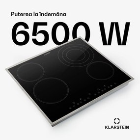 Virtuosa 4 Prime, plită încorporată, 4 zone, 6500W, vitroceramică, cadru din oțel inoxidabil