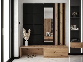 Mobilier hol Anrolat I (Stejar artisan + Negru) (cu oglindă). 1104698