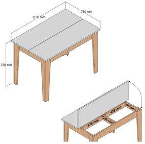 Masă de sufragerie Kiev White and Walnut