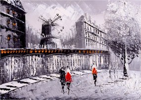 Tablou pe sticlă - Pictură în ulei a orașului II. (70x50 cm)