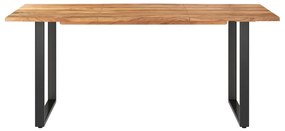 Masa de bucatarie, 180 x 90 x 76 cm, lemn masiv de acacia 1, Negru, 180 x 90 x 76 cm