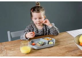 Farfurie pentru copii gri din silicon 16x25 cm – Kindsgut