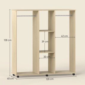 HOMCOM Dulap cu 5 Rafturi și 6 Roți, 120x40x128 cm, Negru | Aosom Romania