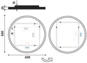 Oglindă LED petru baie NIMCO ZPC 28000RVX-90 3000-6500K d. 60 cm IP44