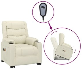 3143471 vidaXL Fotoliu de masaj cu ridicare, crem, piele ecologică
