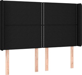 vidaXL Tăblie de pat cu aripioare, negru, 147x16x118/128 cm, textil