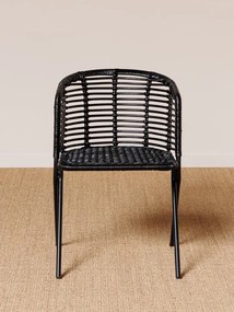 Scaun dining, negru, din rattan, Panama