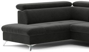 Canapea colțar extensibilă cu spațiu depozitare U CATANIA stânga grafit