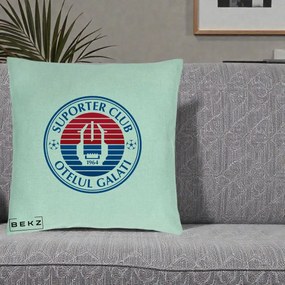 Perna Personalizata Otelul Galati Suporter Club 1964, 40x40 cm, Verde Menta, Husa Detasabila, Perna Inclusa, BEKZ®
