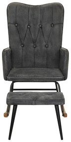 339702 vidaXL Scaun balansoar cu taburet, negru vintage, pânză