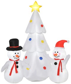Brad Gonflabil cu Oameni de Zapada, Decor de Craciun cu Lumini LED, decoratiune exterior pentru sarbatori HOMCOM | Aosom RO